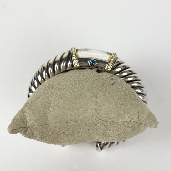 David Yurman Waverly Cable Cuff Watch Diamond MOP Gold Sterling Silver T209-M - Picture 2 of 11